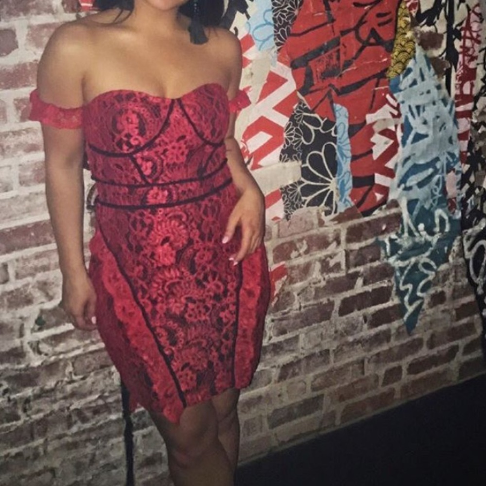 Red lace dress